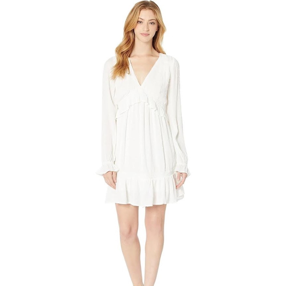 Paige White Odelise Dress With Crochet Detail Long Sleeve size XS